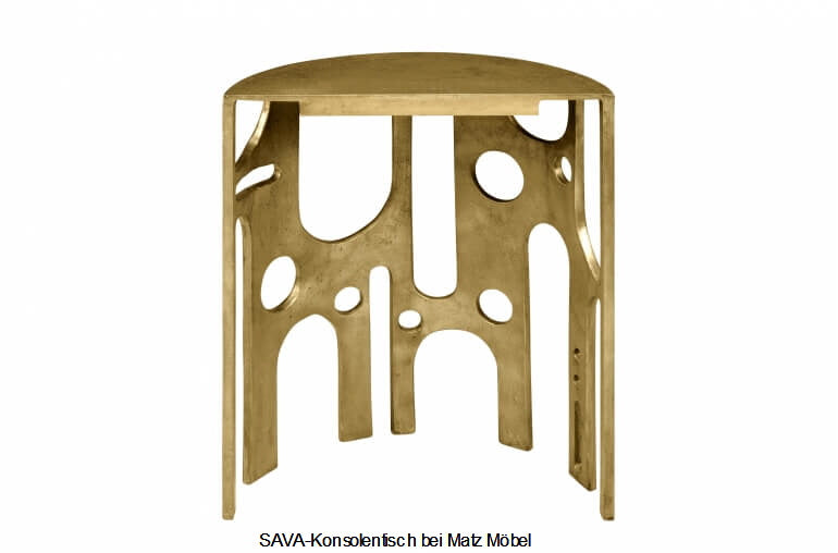 SAVA, Designer Konsolentisch gold halbrund