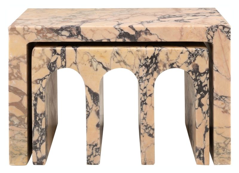 SEGA, Marmor Couchtisch Set aus Lila Brekzien Marmor