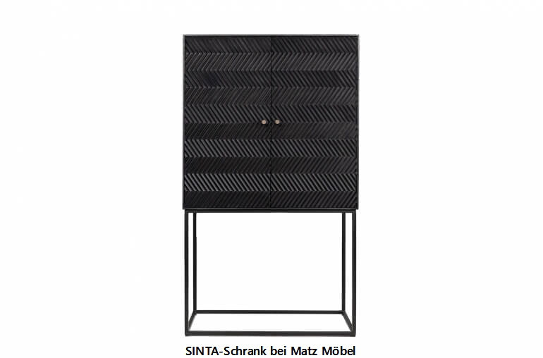 Hochbeiniger Schrank SINTA; 2 Türen, 2 Schubladen, 1 Regal