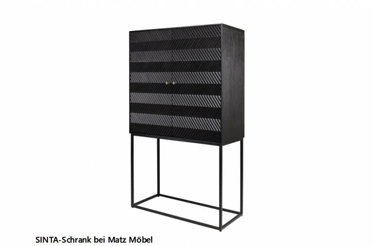 Hochbeiniger Schrank SINTA; 2 Türen, 2 Schubladen, 1 Regal