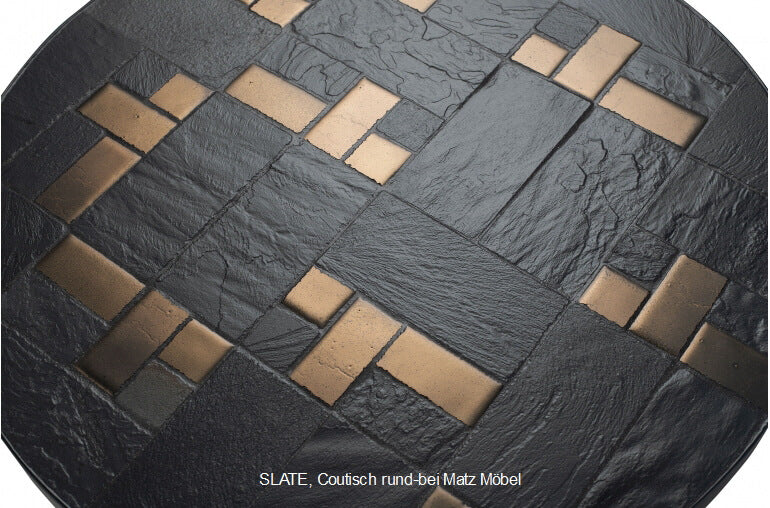 SLATE, Couchtisch rund gold-schwarz, Wohnzimmertisch