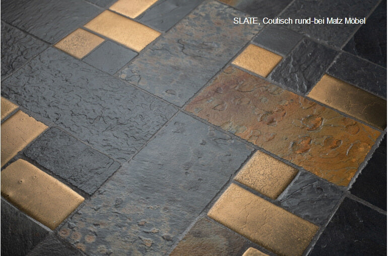 SLATE, Couchtisch rund gold-schwarz, Wohnzimmertisch