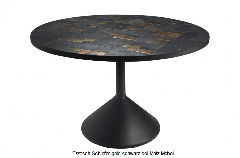 SLATE, Esstisch gold-schwarz, Steintisch Schiefer