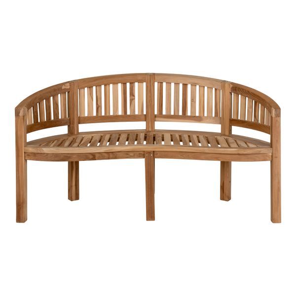 SURE, Gartenbank 150 cm halbrund Holz, Bananenbank