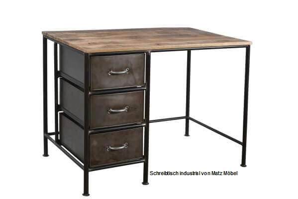 CARLO, Schreibtisch Metall-Holz Industriedesign
