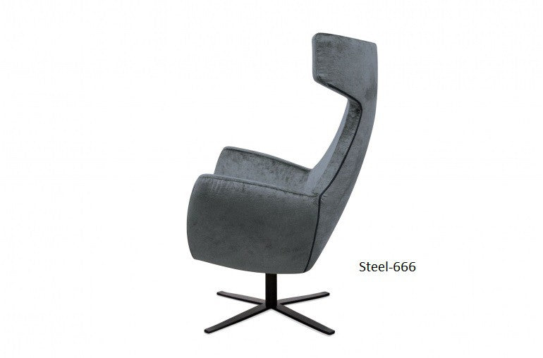 JOSUA, Egg Chair Samt grau, schwarz, Designer Ohrensessel drehbar