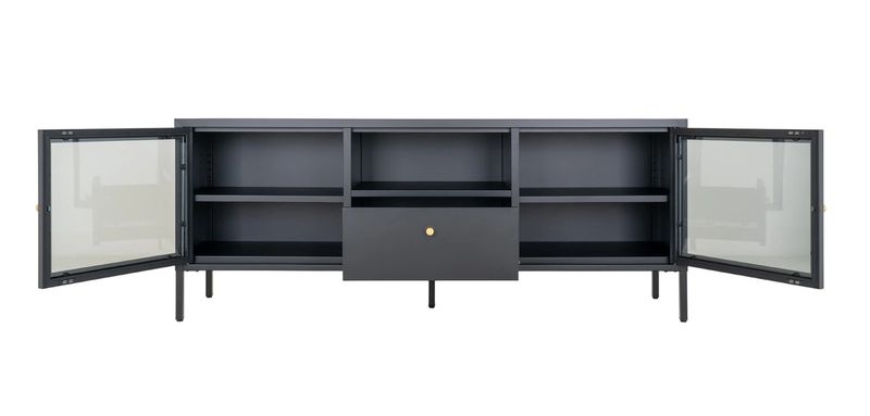 SINA, Vitrine-TV-Lowboard Metall mit Glastüren, Sideboard