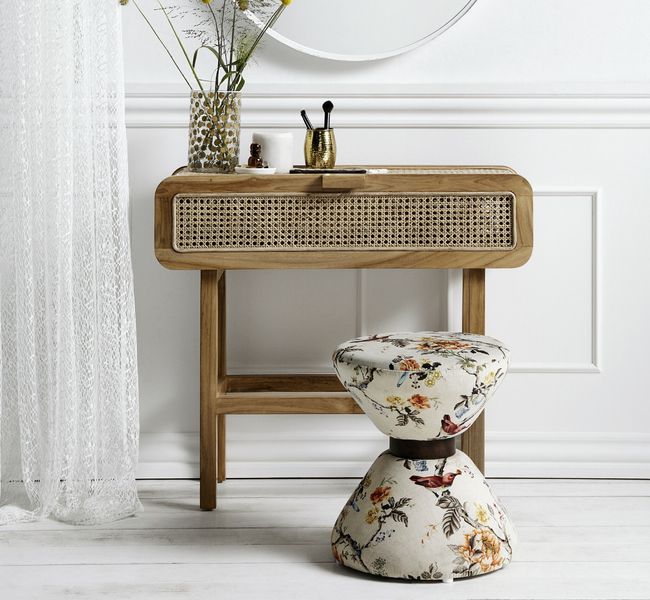 VITA, Konsolentisch Holz-Rattan