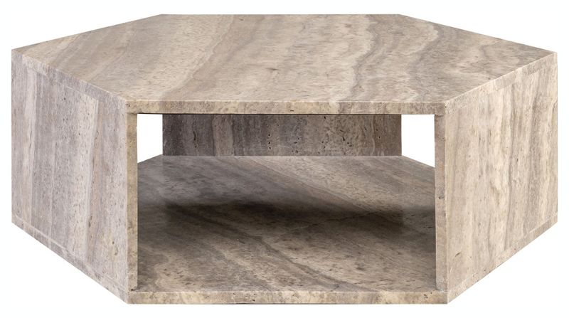 XENA, Couchtisch grau Travertin-Marmor