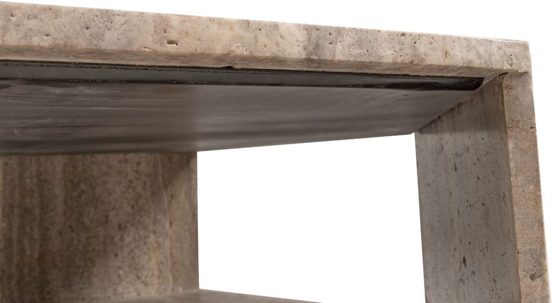 XENA, Couchtisch grau Travertin-Marmor