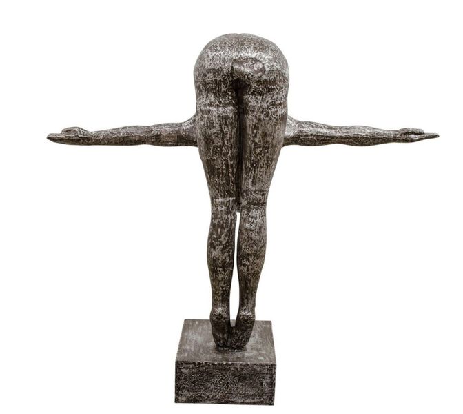 01, Abstrakte Alu-Standfigur, Statue "Schwimmer zum Sprung" H 135 cm