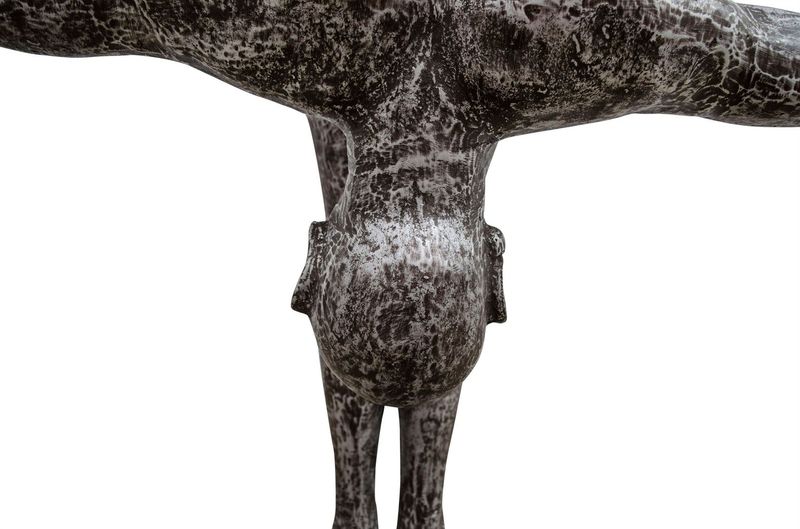 01, Abstrakte Alu-Standfigur, Statue "Schwimmer zum Sprung" H 135 cm
