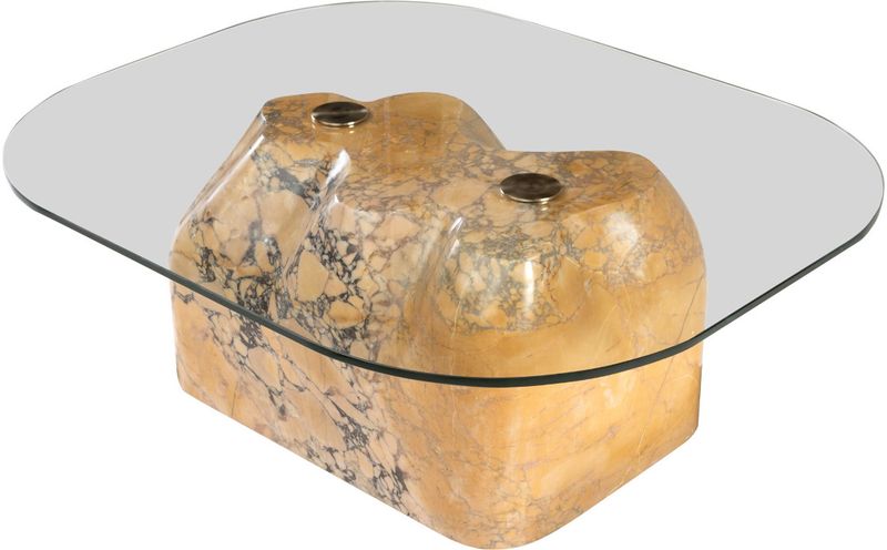 ALDA, Marmor Couchtisch Glas Tischplatte