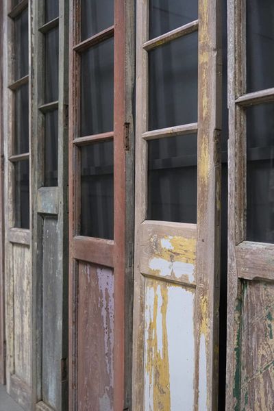 Alte Tür-Seitenteile mit Glas im 2er Set