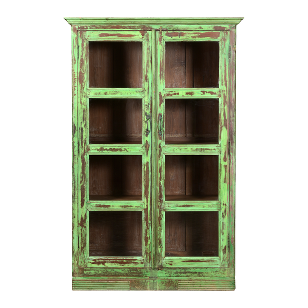 Grüne Vitrine SINA, vintage Landhaus Küchenschrank Unikat
