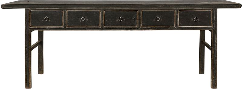 Alter Konsolentisch B 232 cm mit 5 Schubladen, Massivholz Konsole, antike Möbel