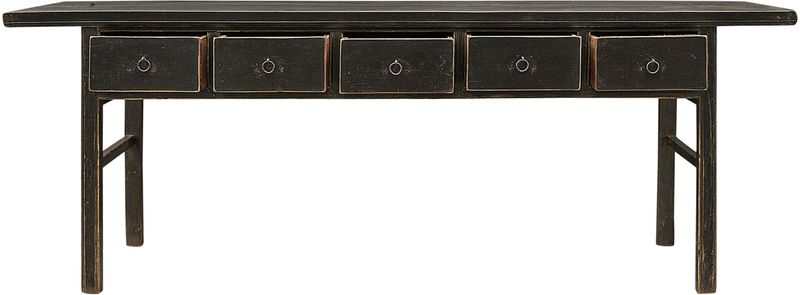 Alter Konsolentisch B 232 cm mit 5 Schubladen, Massivholz Konsole, antike Möbel