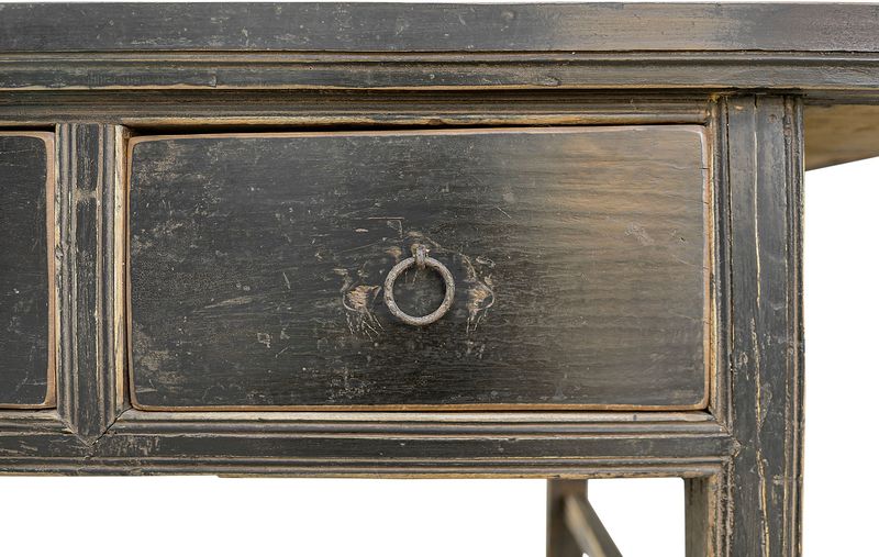 Alter Konsolentisch B 232 cm mit 5 Schubladen, Massivholz Konsole, antike Möbel