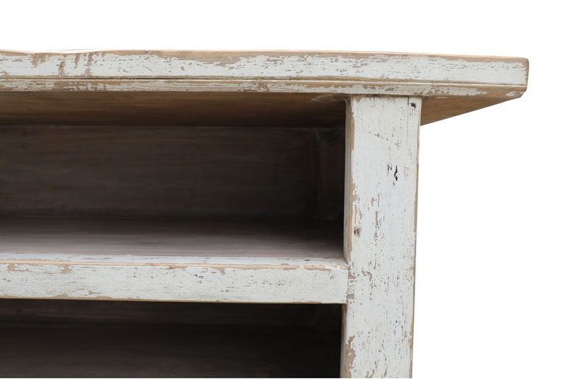 Alter Tresen shabby weiß B 200 cm, Verkaufstresen Holz Landhausstil