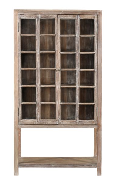 Hochbeinige Altholz Vitrine H 198 cm