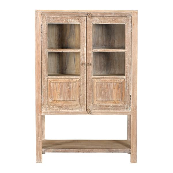 Hochbeinige Altholz Vitrine H 148 im Landhausstil