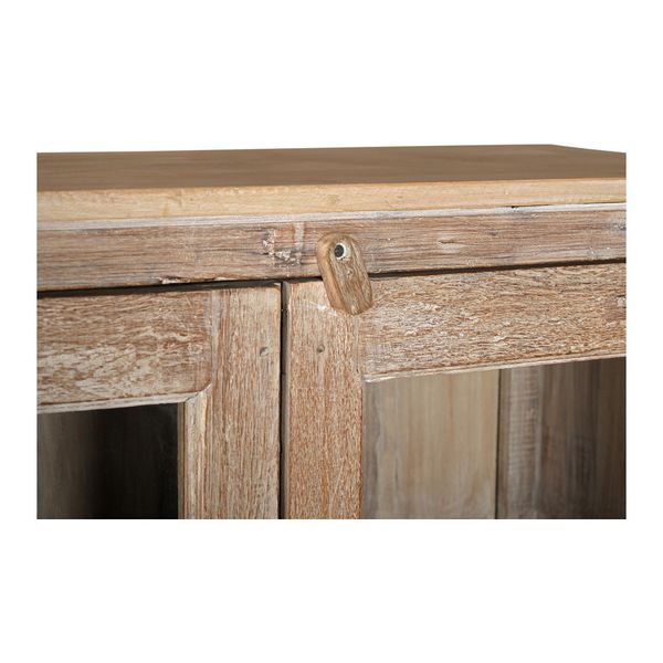 Hochbeinige Altholz Vitrine H 148 im Landhausstil