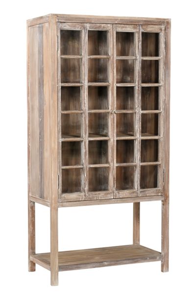 Hochbeinige Altholz Vitrine H 198 cm