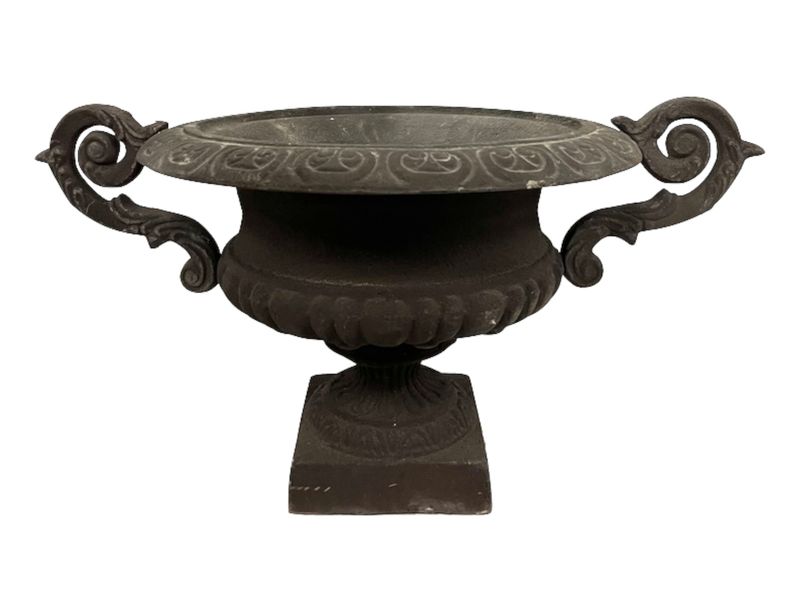 Gusseiserne Amphore H 29 cm antik dunkelgrau, Pflanzschale