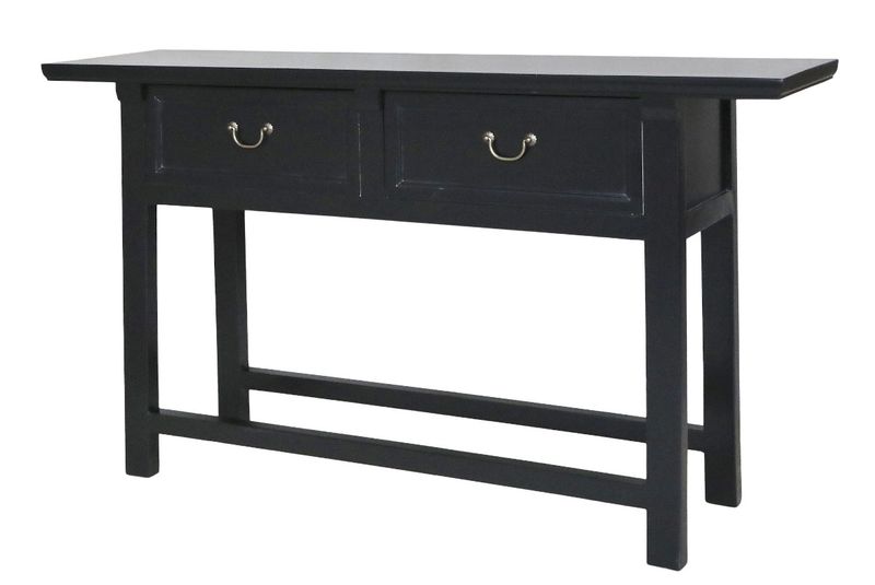 Matz Möbel Landhaus Konsolentisch 150 cm lang schwarz Holz