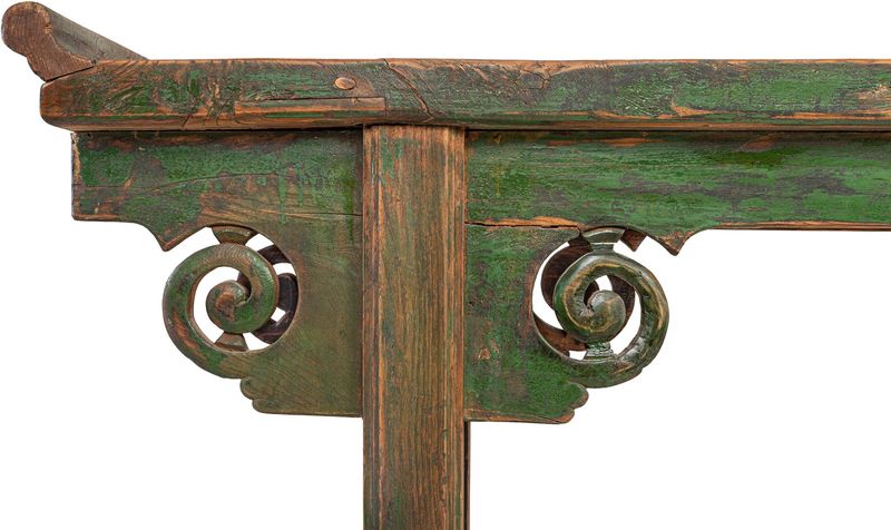 Qing-Konsolentisch antik 150 Jahre alt shabby grün B 270 cm