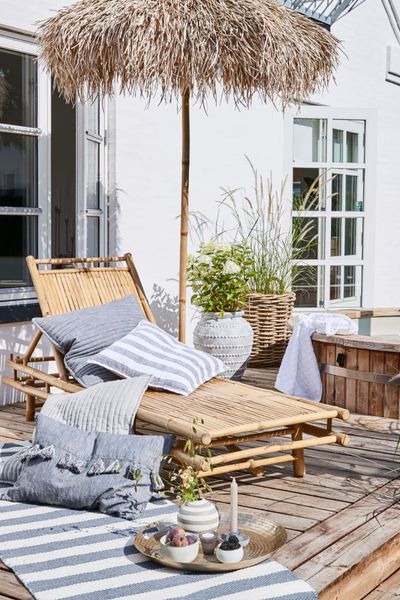 Gartenliege Bambus NORA, Sonnenbett im Landhausstil