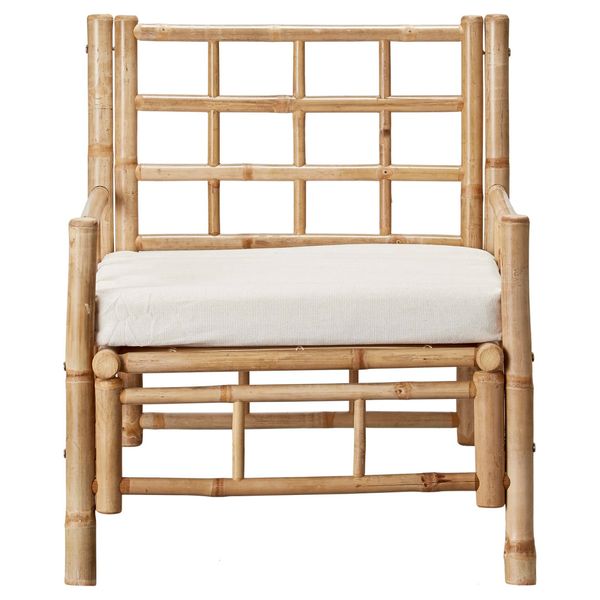 MAO, Bambus-Sessel weißes Kissen, Gartensessel