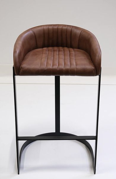 RUBI, Matz-Möbel Barhocker H 92 cm Leder-Metall, Industriedesign Barmöbel