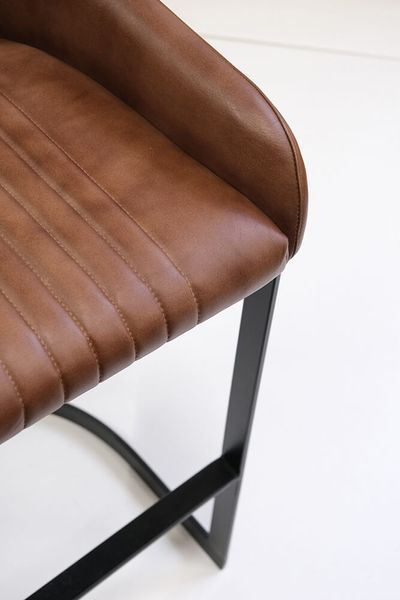 RUBI, Matz-Möbel Barhocker H 92 cm Leder-Metall, Industriedesign Barmöbel