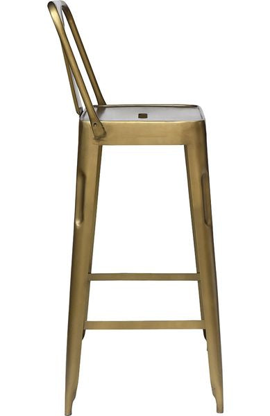JACK, cooler Barhocker 2 Stück gold antik-Messing mit Rückenlehne