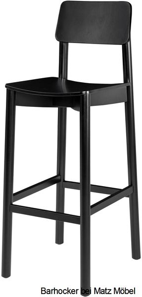 MINA, Barhocker 2 Stück schwarz Holz mit Lehne