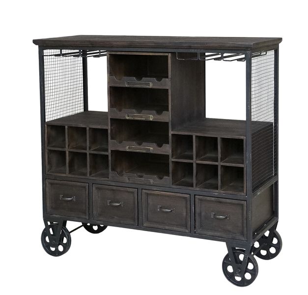 TIM, Rollwagen-Anrichte, Hausbar auf Rädern im Landhaus Industrie Look