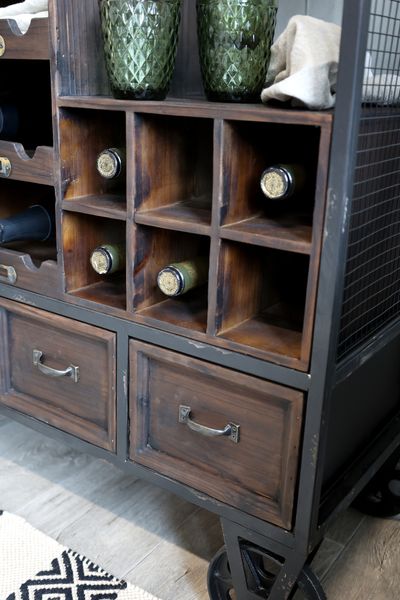 TIM, Rollwagen-Anrichte, Hausbar auf Rädern im Landhaus Industrie Look