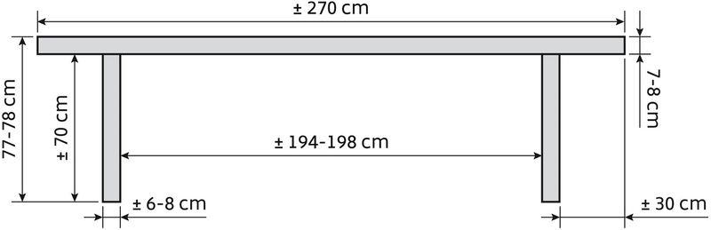 SORA, Baumstamm Esstisch L 270 cm Massivholztisch