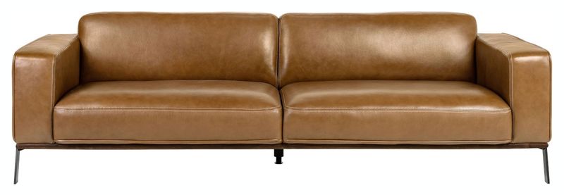 BEA, Designer Ledersofa braun 2,5 Sitzer, schwarze Ledercouch, Designer Sitzmöbel