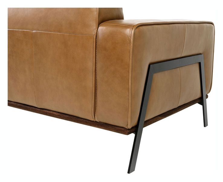 BEA, Designer Ledersofa braun 2,5 Sitzer, schwarze Ledercouch, Designer Sitzmöbel