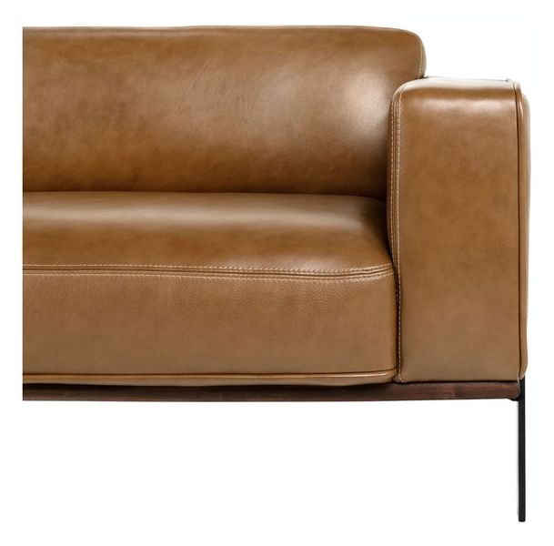 BEA, Designer Ledersofa braun 2,5 Sitzer, schwarze Ledercouch, Designer Sitzmöbel