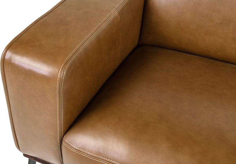 BEA, Designer Ledersofa braun 2,5 Sitzer, schwarze Ledercouch, Designer Sitzmöbel