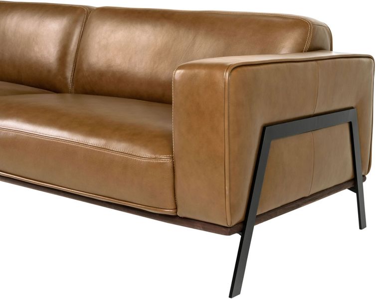 BEA, Designer Ledersofa braun 2,5 Sitzer, schwarze Ledercouch, Designer Sitzmöbel