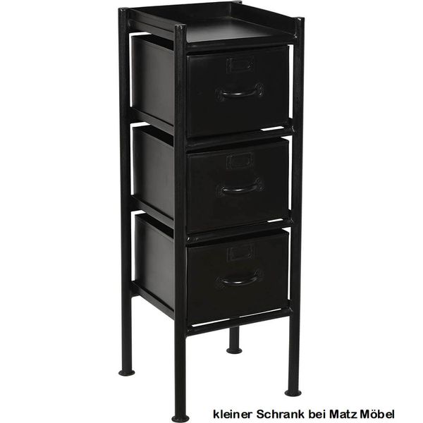 SILLY, Beistellschrank, Kommode Metall schwarz 3 Schubladen