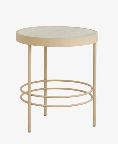 UNGO, Beistelltisch rund 50 cm beige Marmor