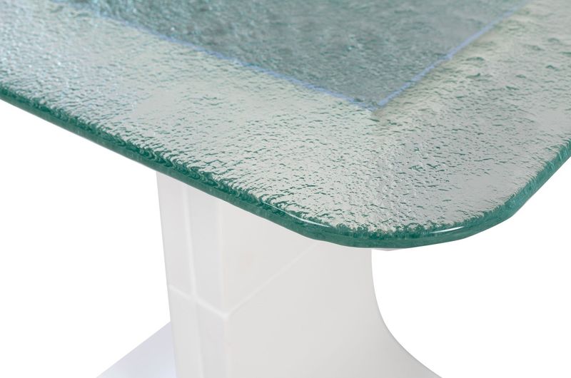 KANA, Keramik Beistelltisch B 50 cm weiß und grünes Glas, Designermöbel