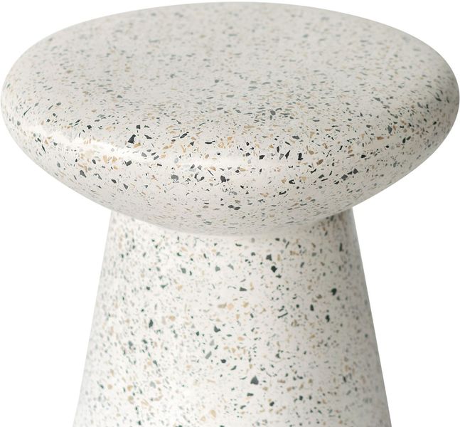 LENE, Designer Beistelltisch rund 50 cm weißer Terrazzo