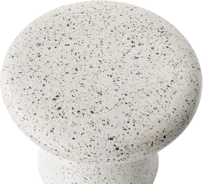 LENE, Designer Beistelltisch rund 50 cm weißer Terrazzo
