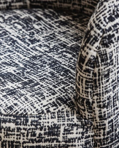 BELLA, runder Designer Sessel schwarz-weißer Stoff